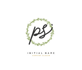 P S PS Beauty vector initial logo, handwriting logo of initial signature, wedding, fashion, jewerly, boutique, floral and botanical with creative template for any company or business.