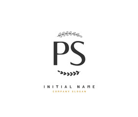 Obraz premium P S PS Beauty vector initial logo, handwriting logo of initial signature, wedding, fashion, jewerly, boutique, floral and botanical with creative template for any company or business.