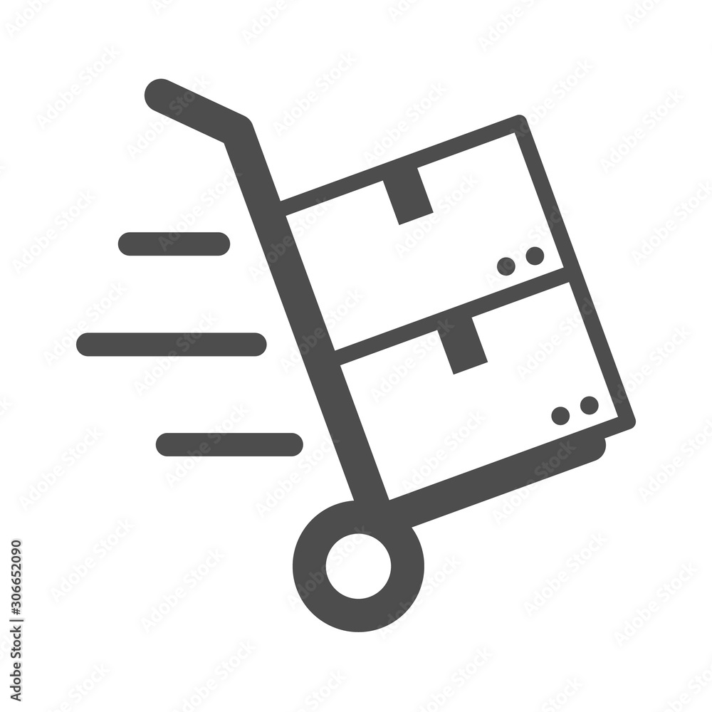 Poster handcart with boxes vector icon isolated on white background. delivery stock vector illustration for