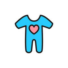 Cute baby creepers, children wear flat color icon.