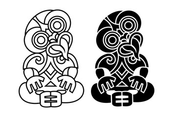 Hei-tiki icon, an ornamental pendant of the Māori of New Zealand. Vector Illustration - obrazy, fototapety, plakaty