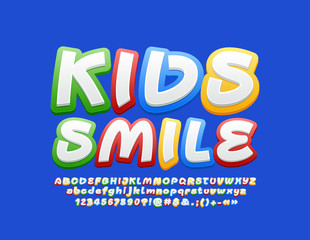 Vector colorful Sign Kids Smile. Creative handwritten Font. Bright Alphabet Letters, 