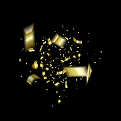 Explosion of gold confetti in the center