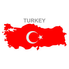Maps of Turkey with national flags icon vector design symbol