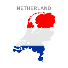 Map of Netherland with national flag icon vector design symbol