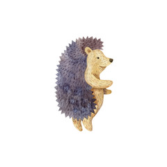 Hedgehog isolated on white background. Woodland animal. Childish watercolor illustration. Happy birthday,baby shower celebration concept.  Hand drawn clipart for greeting card, invitations,banners.