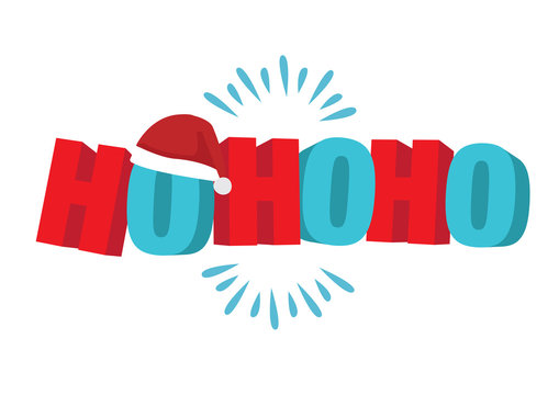 Hohoho in 3D phrase for Christmas. Use for Xmas greetings cards, invitations.