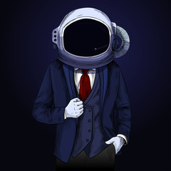 Elegant man in suite with space helmet on his head © nurofina