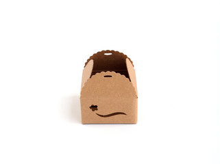 Brown packaging paper box isolated on white background.
