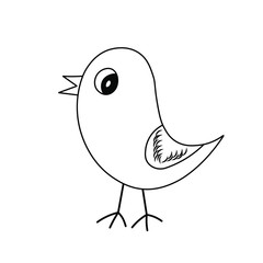 Fashion animal illustration with bird on white background. Template design for invitation, poster, card, fabric, textile. Cute holiday illustration with chiken for baby. 