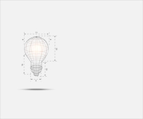 3D wireframe lightbulb represent technology concept and innovation. Technology Background. Vector Illustration.