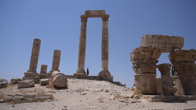 blue, attraction, skyline, town, panorama, famous, unesco, urban, heritage, middle, archeology, asia, column, temple, monument, view, cityscape, landscape, big, capital, ancient, history, old, amman, 