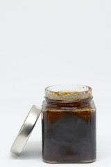 jar of natural honey from freshly harvested holm oak