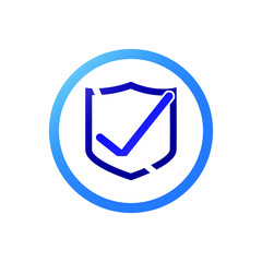 Shield icon. Shield with a checkmark in the middle Protection icon concept