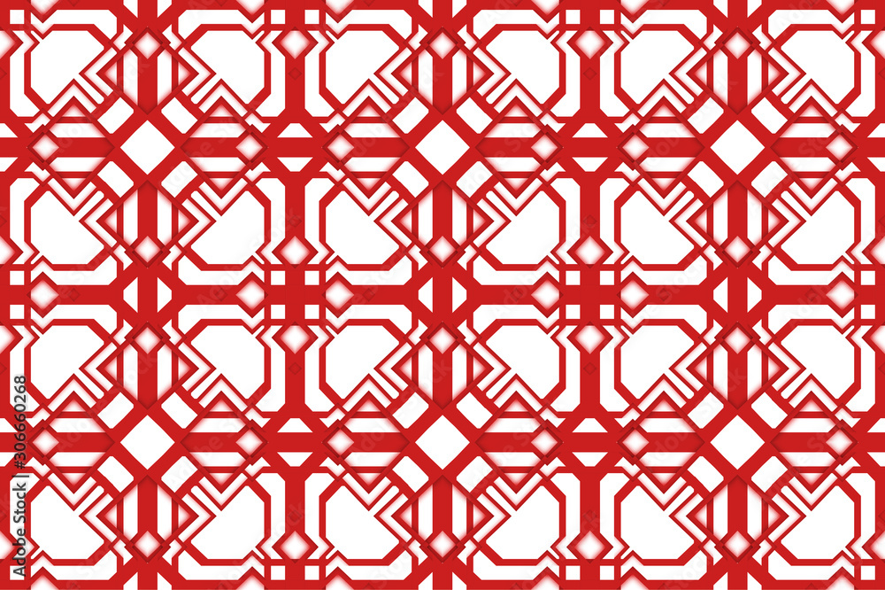 Aufkleber 3d rendering. modern seamless red square grid art tile pattern design wall texture background.