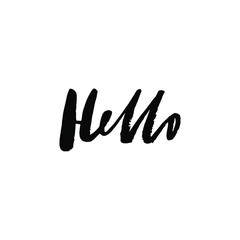 Minimalist vector lettering in black and white. Simple hand drawn inscription with the word Hello. Greeting.