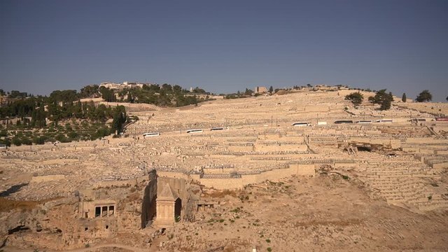 Jewish cemetery in Jerusalem, holy city in Israel, seat of the three monotheistic religions