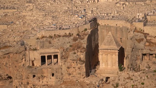 Jewish cemetery in Jerusalem, holy city in Israel, seat of the three monotheistic religions
