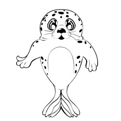 Kawaii seal black and white
