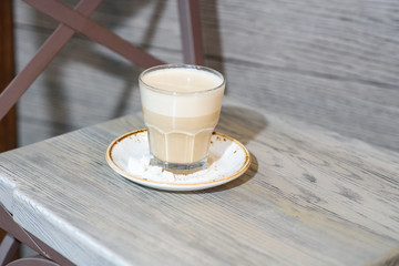 Delicious raff of coffee made in a coffee shop. Fresh and tasty drink.