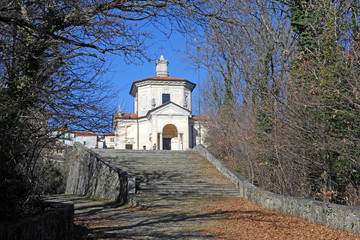 Fototapeta na wymiar Varese, Italy february 20,2019 - Sacro Monte in Varese is a pilmigrimage religion site , heritage unesco