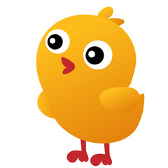 Color image of cartoon chick on white background. Farm animals. Vector illustration for kids.