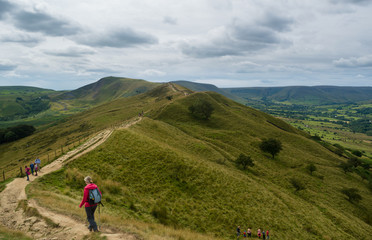 Along the ridge to Mam Tor in the Hope Valley, Peak District, Derbyshire