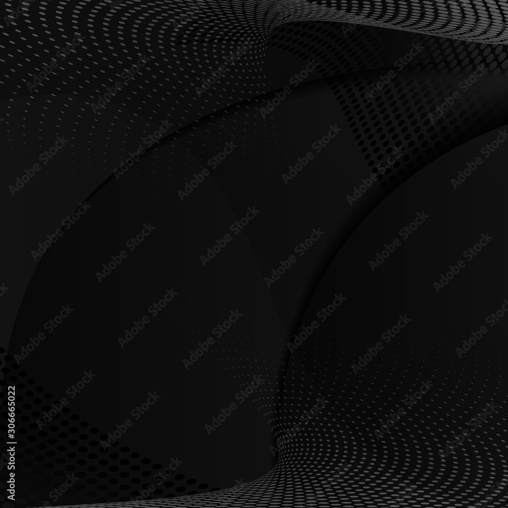 Poster halftone element on blakc backdrop. abstract halftone background. modern geometric motion design pat