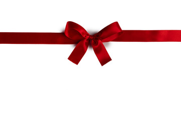 Red ribbon bow isolated on white
