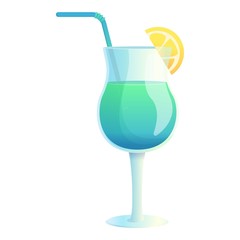 Lemon blue cocktail icon. Cartoon of lemon blue cocktail vector icon for web design isolated on white background