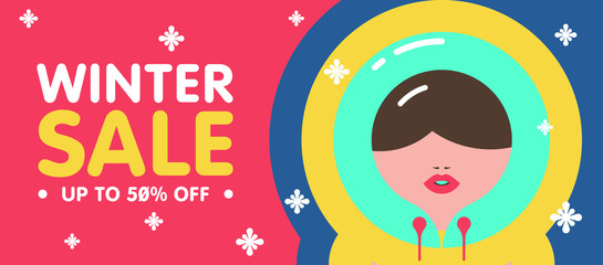 Winter sale banner and flyer illustration template vctor