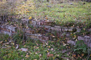 Old bricks remains of the  wall 