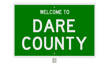 Rendering of a green 3d highway sign for Dare County