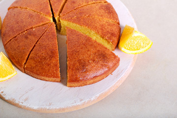 Orange cake sliced