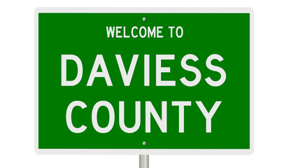 Rendering of a green 3d highway sign for Daviess County