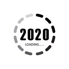 Happy new year 2020 with loading icon. Design template vector