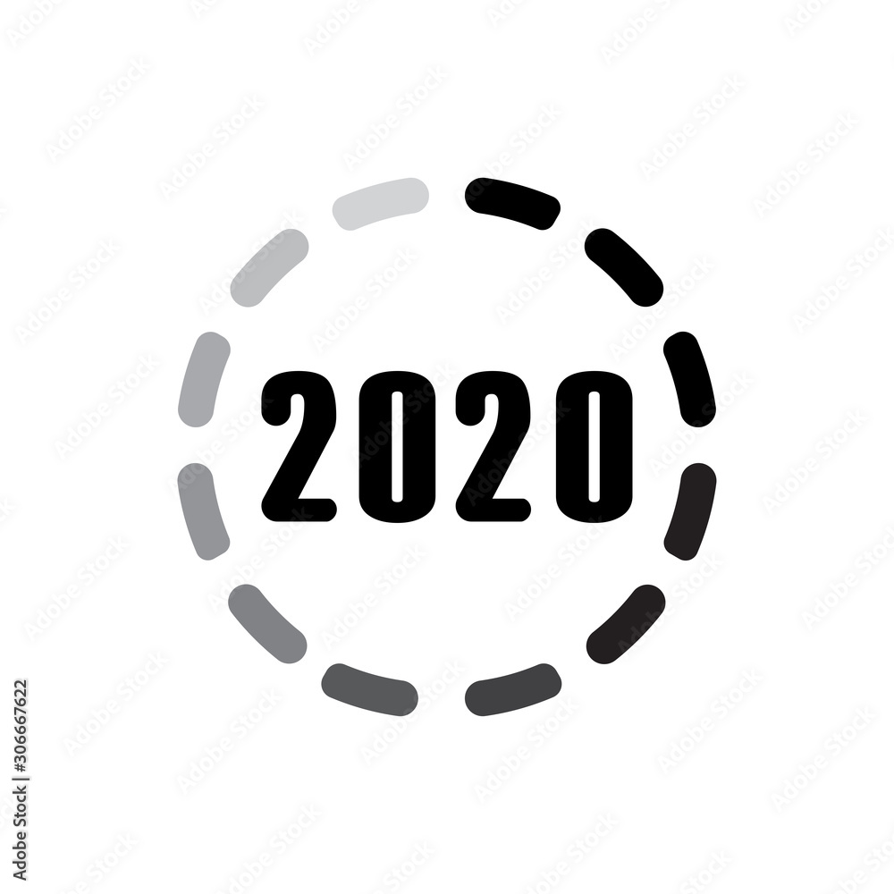 Poster happy new year 2020 with loading icon. design template vector