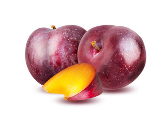 Plum isolated on white background with clipping path