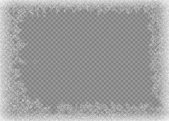 Snow frame. Frozen window. Window frozen glass ice. Vector illustration.