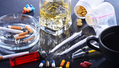 Addictive substances, including alcohol, cigarettes and drugs