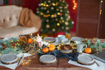 background, celebration, christmas, christmas decorations, christmas tree, conviviality, decoration, dinner, family holiday, festive, fireplace, food, garlands, gift, glass, happiness, happy, holiday,