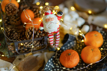 background, celebration, christmas, christmas decorations, christmas tree, conviviality, decoration, dinner, family holiday, festive, fireplace, food, garlands, gift, glass, happiness, happy, holiday,