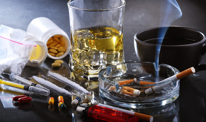 Addictive substances, including alcohol, cigarettes and drugs
