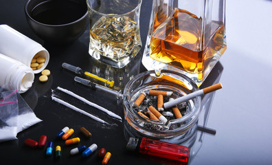 Addictive substances, including alcohol, cigarettes and drugs