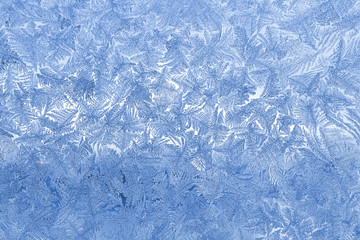 Blue frost on the window.