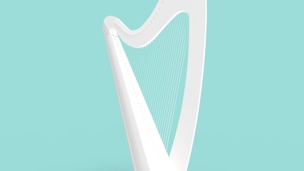 3d rendering of a harp instrument isolated in studio background