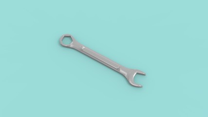 3d rendering of a wrench isolated in studio background