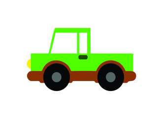 vector illustration of cartoon green car