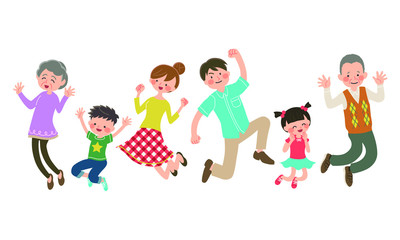 ファミリー　飛び跳ねる