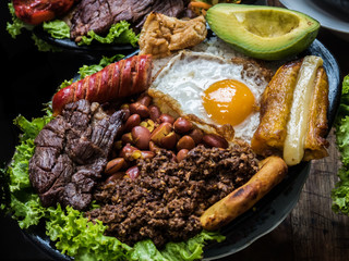 Paisa tray, traditional colombian food